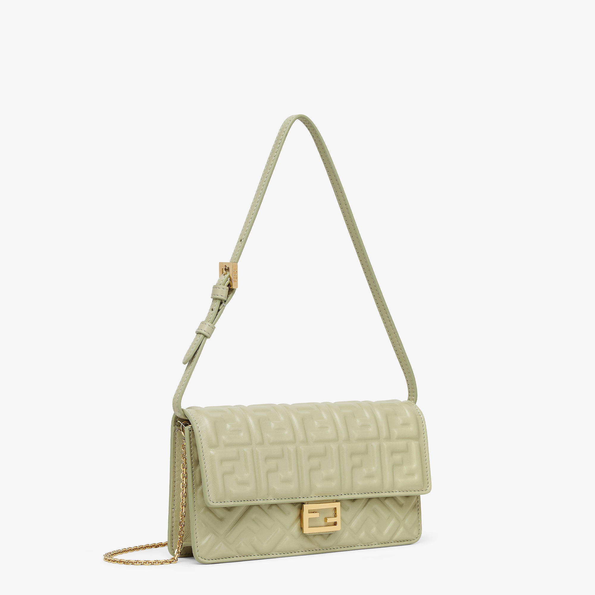 Wallet On Chain Baguette Leather Green | Fendi