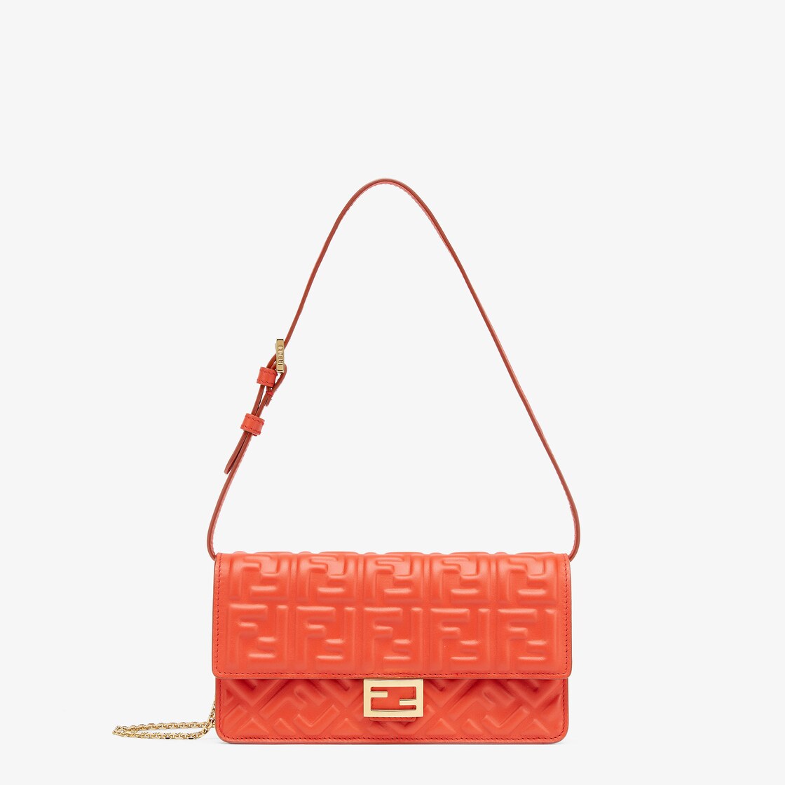 Wallet On Chain Baguette Red nappa leather wallet Fendi