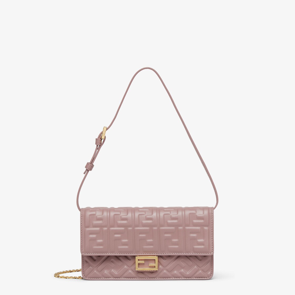 Wallet On Chain Baguette Leather Pink - Image 1/4