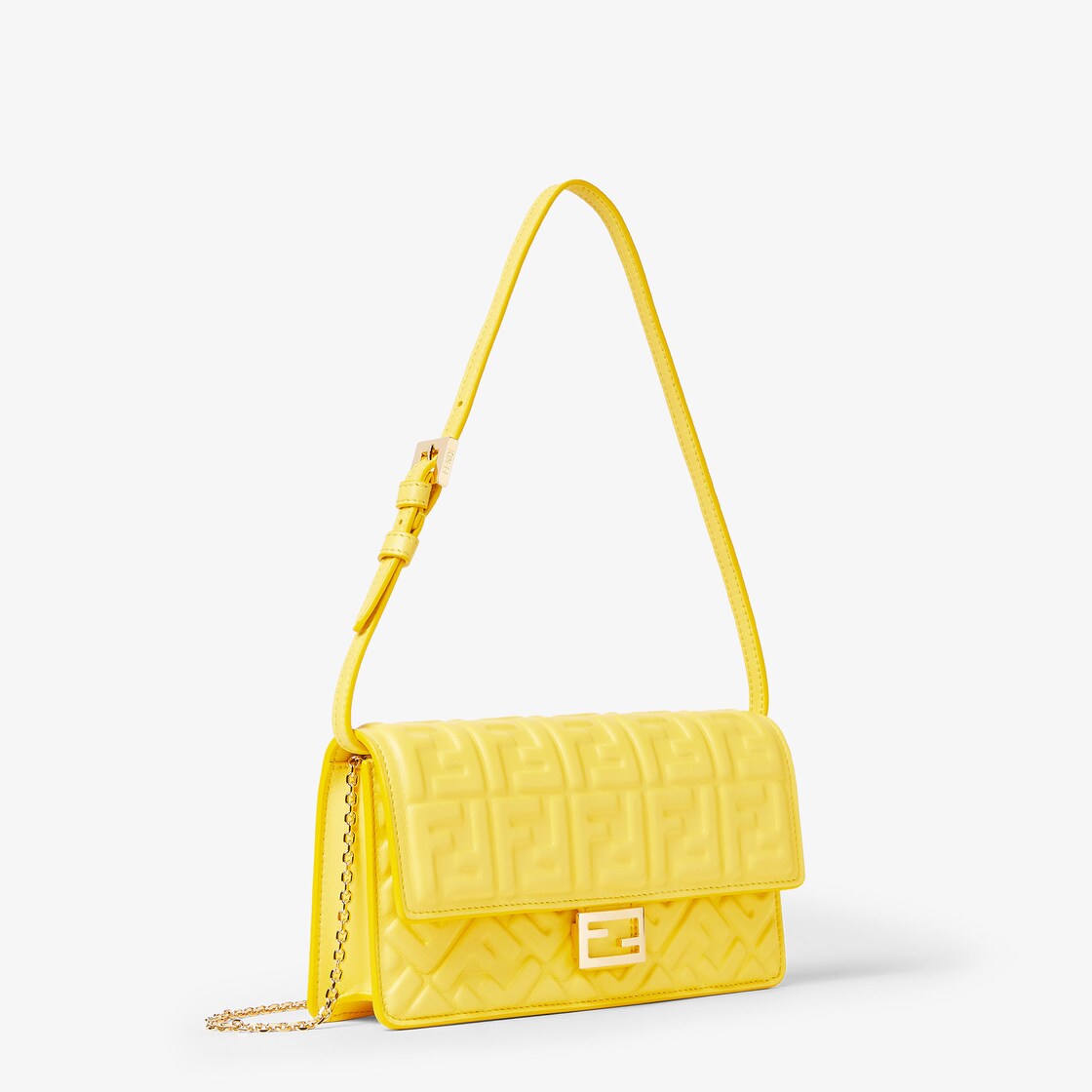 Wallet On Chain Baguette Leather Yellow - Image 2/5