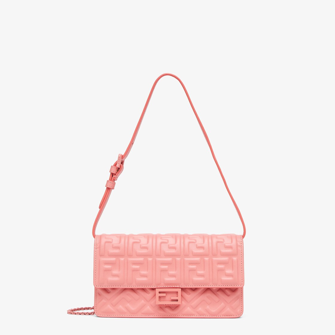 Wallet On Chain Baguette Cartera de napa rosa Fendi