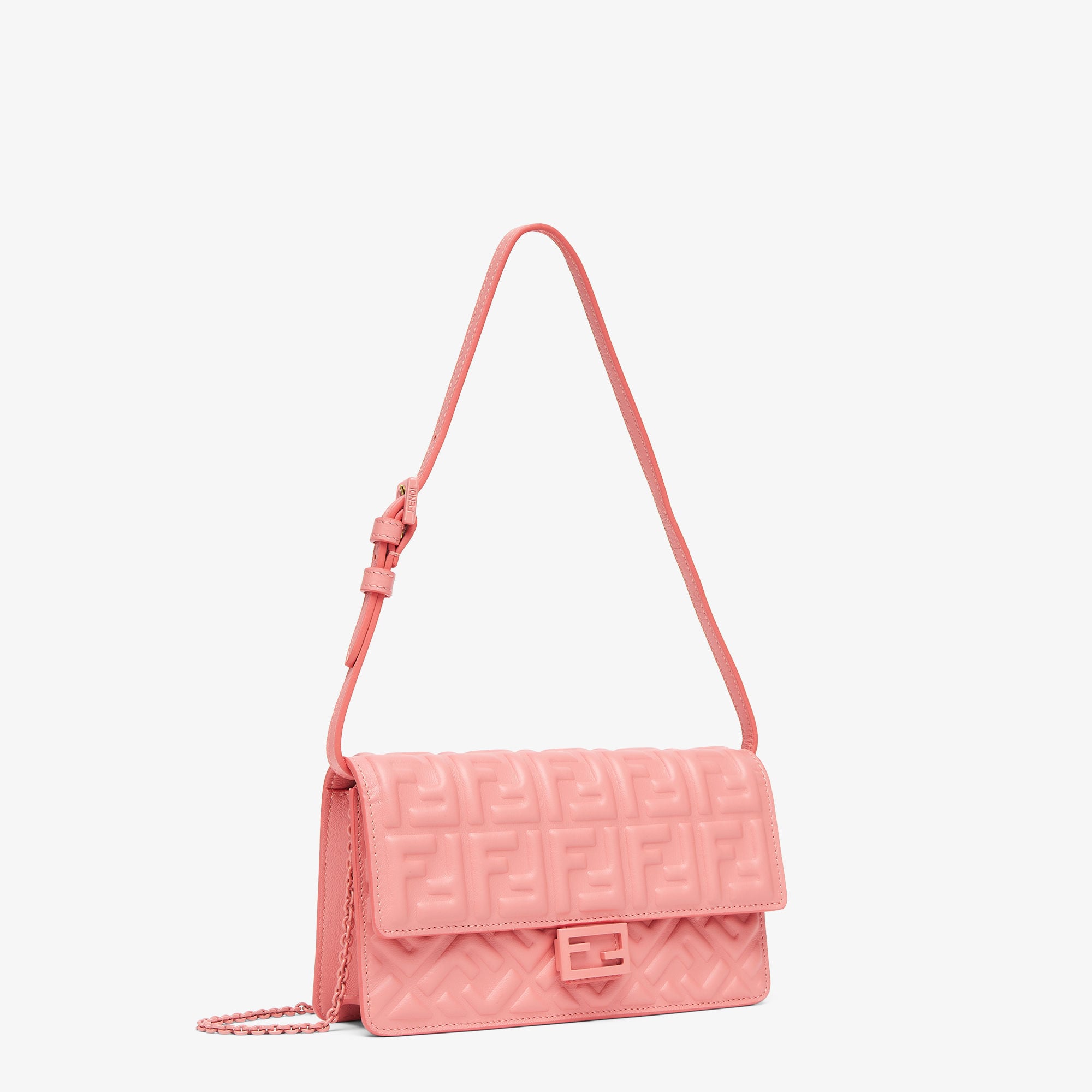 Wallet On Chain Baguette Pink nappa leather wallet Fendi