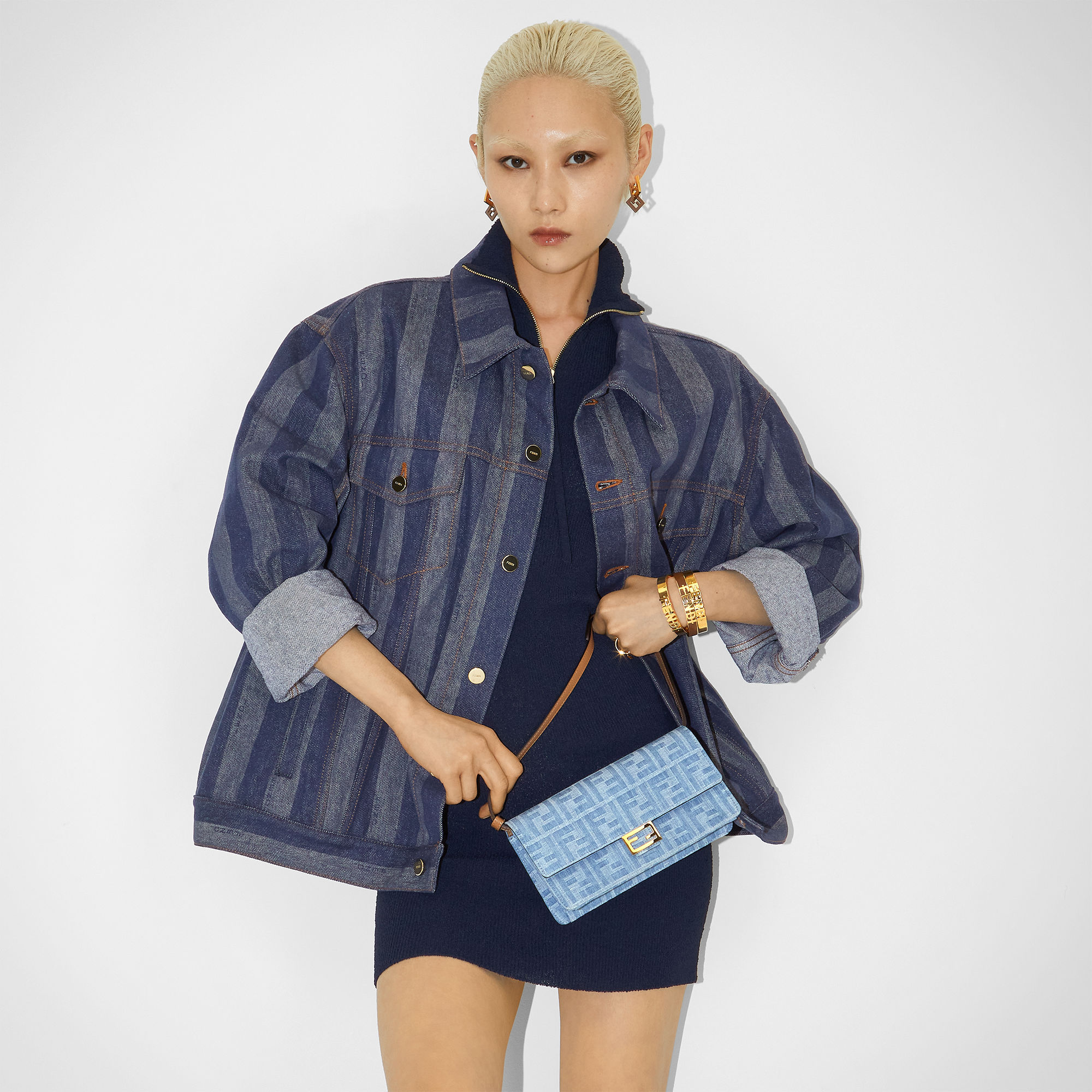 バゲット財布ショルダー デニム ライトブルー | Fendi バゲット財布ショルダー デニム ライトブルー | Fendi