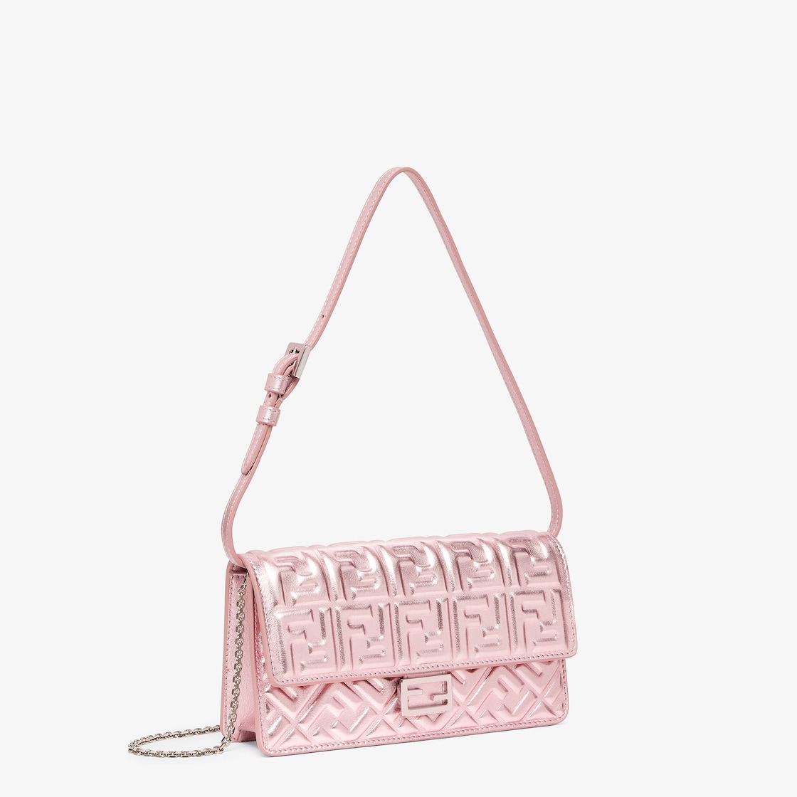 Wallet On Chain Baguette Leather Pink - Image 2/4