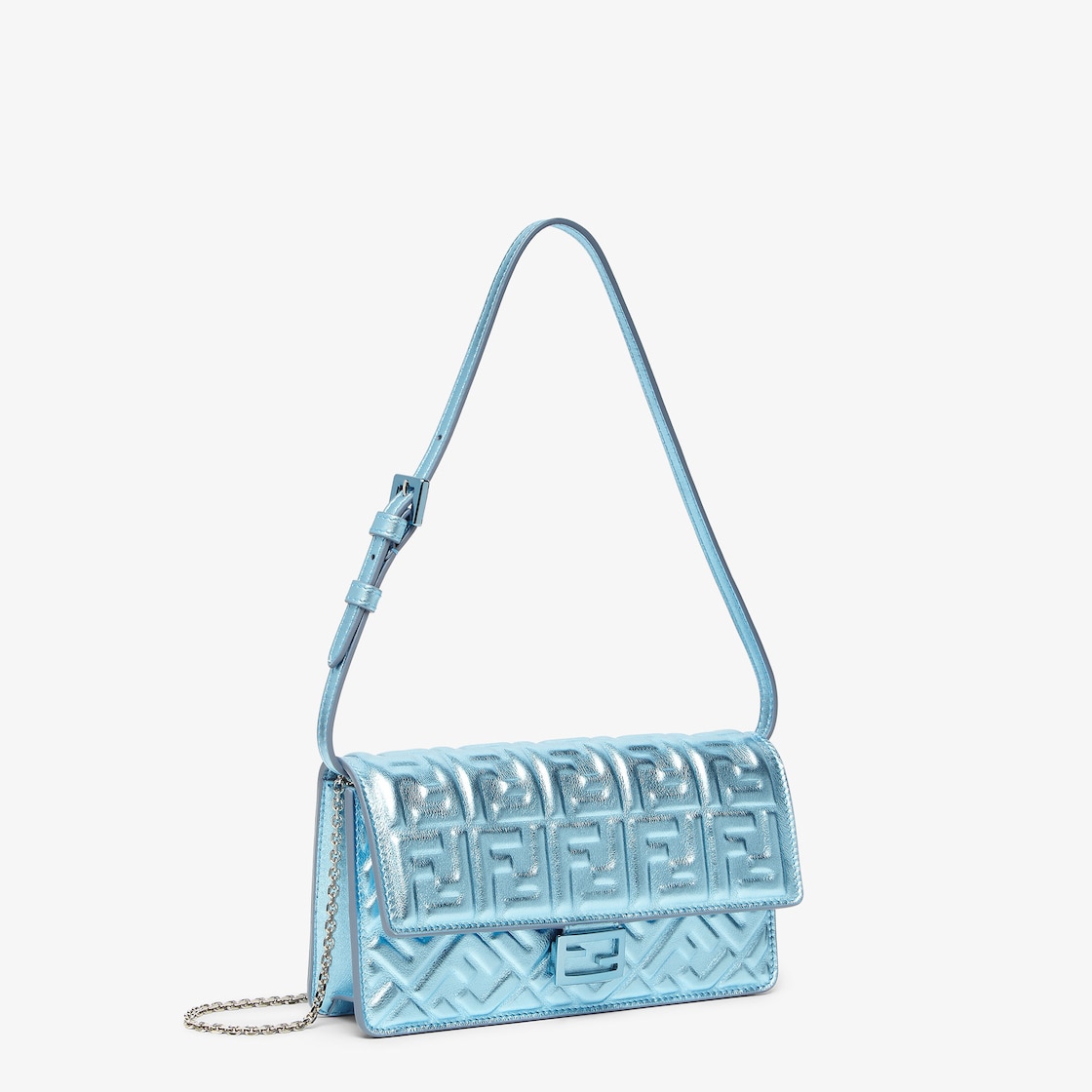 ショルダーバッグ・ポシェット FENDI Wallet on chain Baguette shoulder bag Wallet On Chain Baguette Leather Blue | Fendi