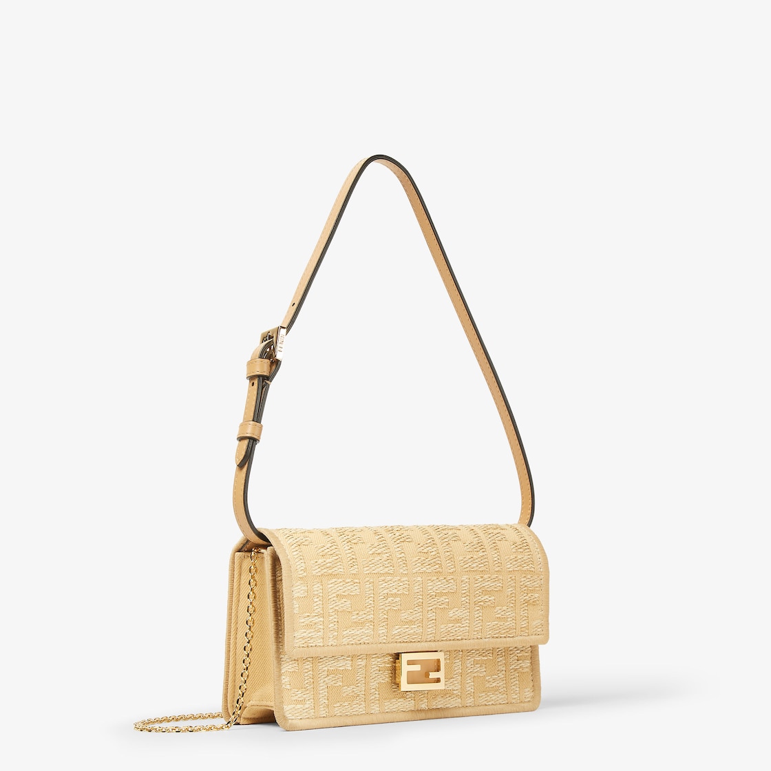 Wallet On Chain Baguette Fabric Beige - Image 2/5