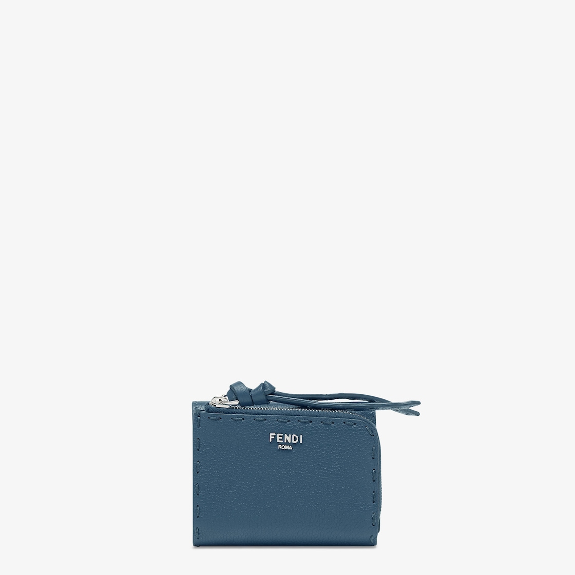 Peekaboo Micro Trifold Blue Selleria wallet with 82 hand sewn stitches Fendi