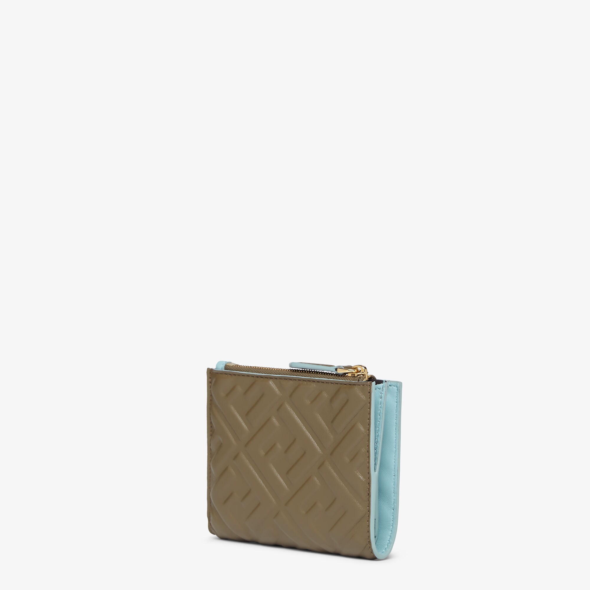 Small Wallet Slim BaguettePortafoglio in nappa verde con motivo FF