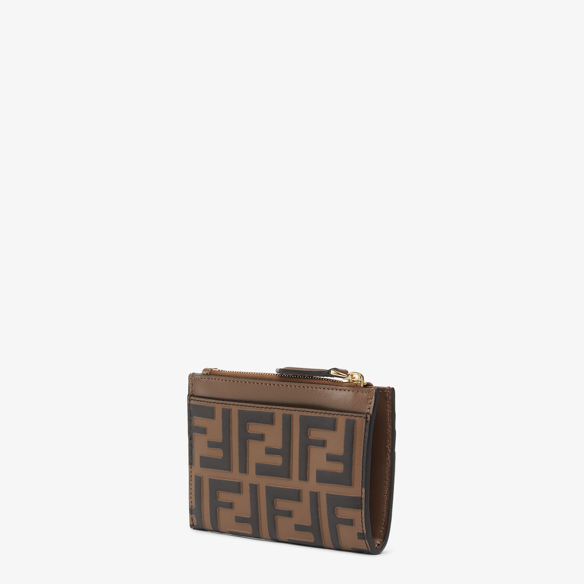 FFダイヤモンド ジップカードケース レザー ブラウン | Fendi
