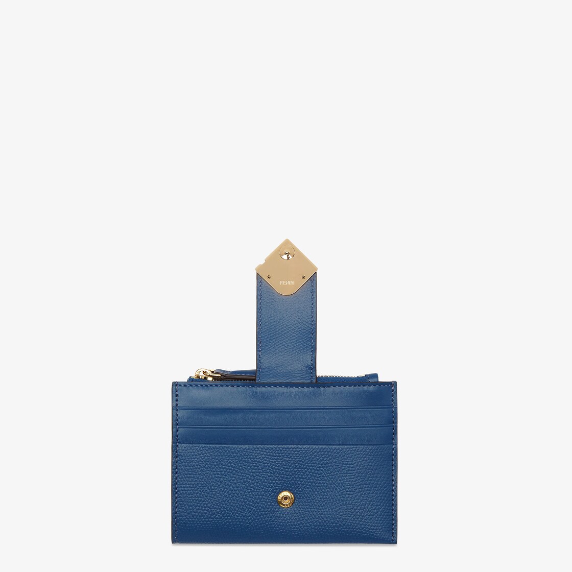 Zip Card Case FF Diamonds Porta carte con zip in pelle blu Fendi