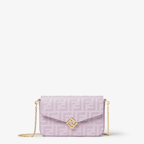 Fendi Ff Diamonds Wallet On Chain In Purple