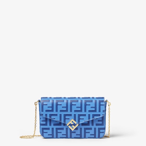 Fendi Ff Diamonds Wallet On Chain In Blue