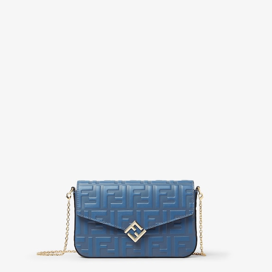 Fendi Ff Diamonds Wallet On Chain In Blue