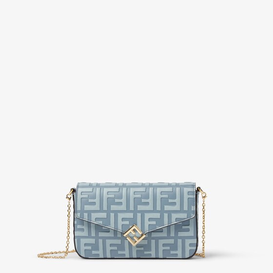 Fendi Ff Diamonds Wallet On Chain In Blue