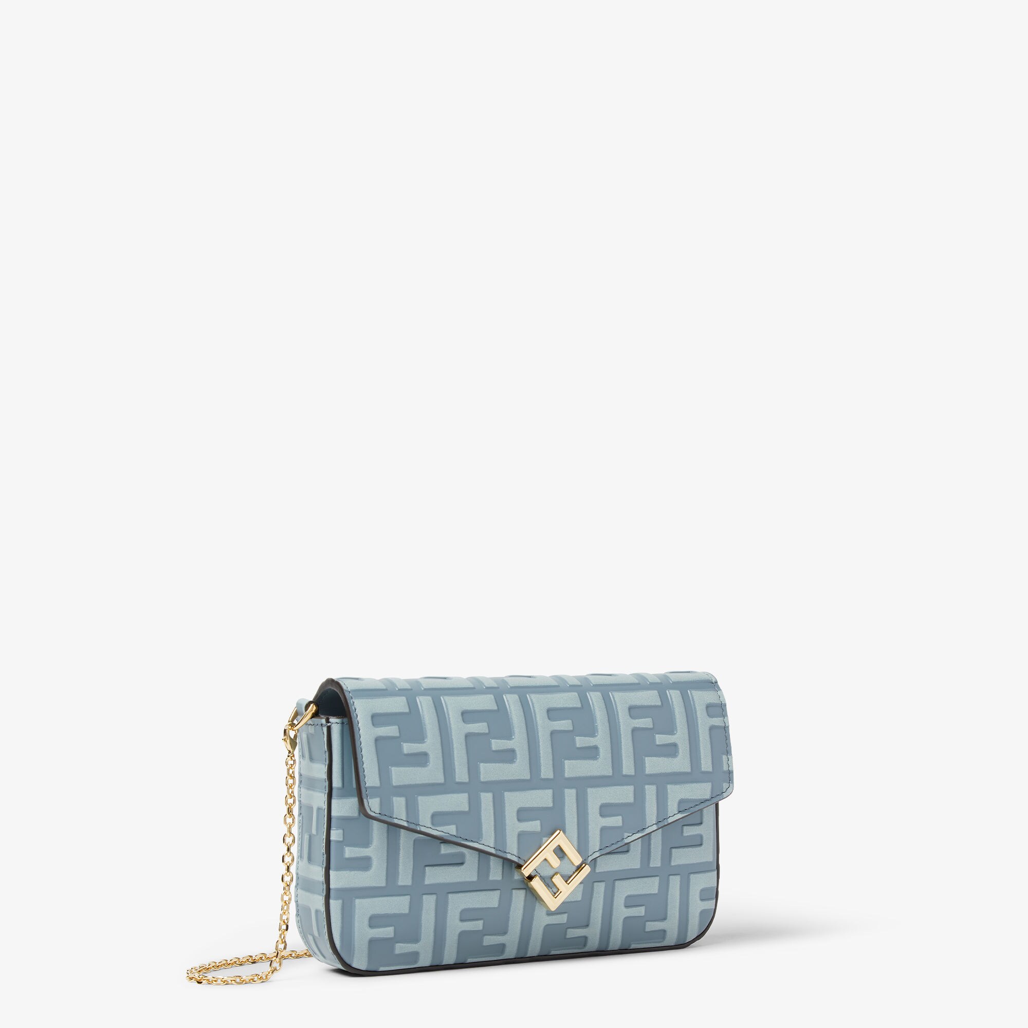 FFダイヤモンド 財布ショルダー レザー ライトブルー | Fendi