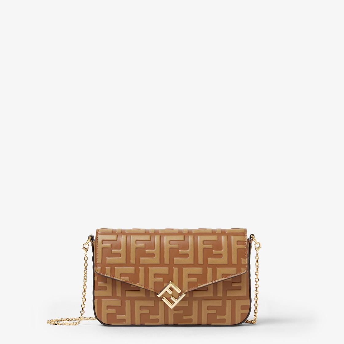 FF Diamonds Wallet On Chain Leather Brown - Image 1/4