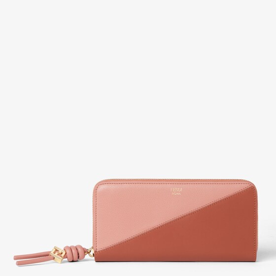 Fendi Ff Diamonds Zip Around Large In Pink