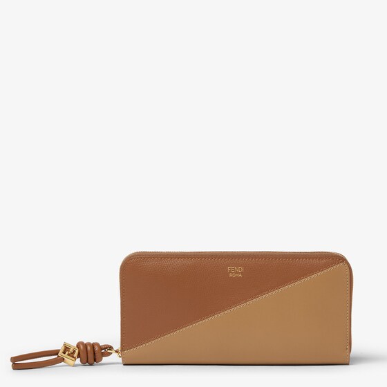 Fendi Ff Diamonds Zip Around Large In Brown