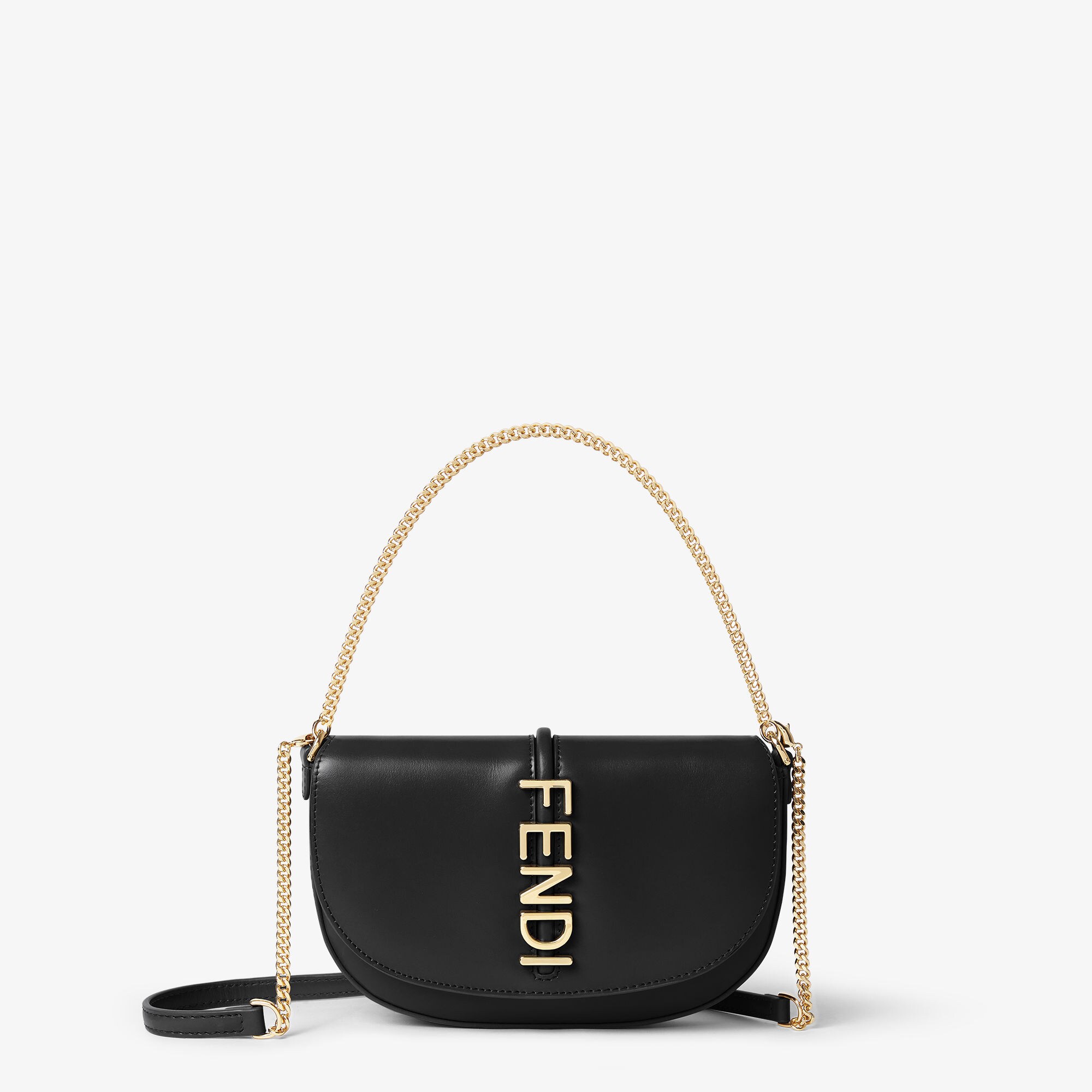 FENDI ロゴ入り黒い装飾品 FENDI フェンディ ミニ チェーンバッグ ショルダーバッグ 8BS032