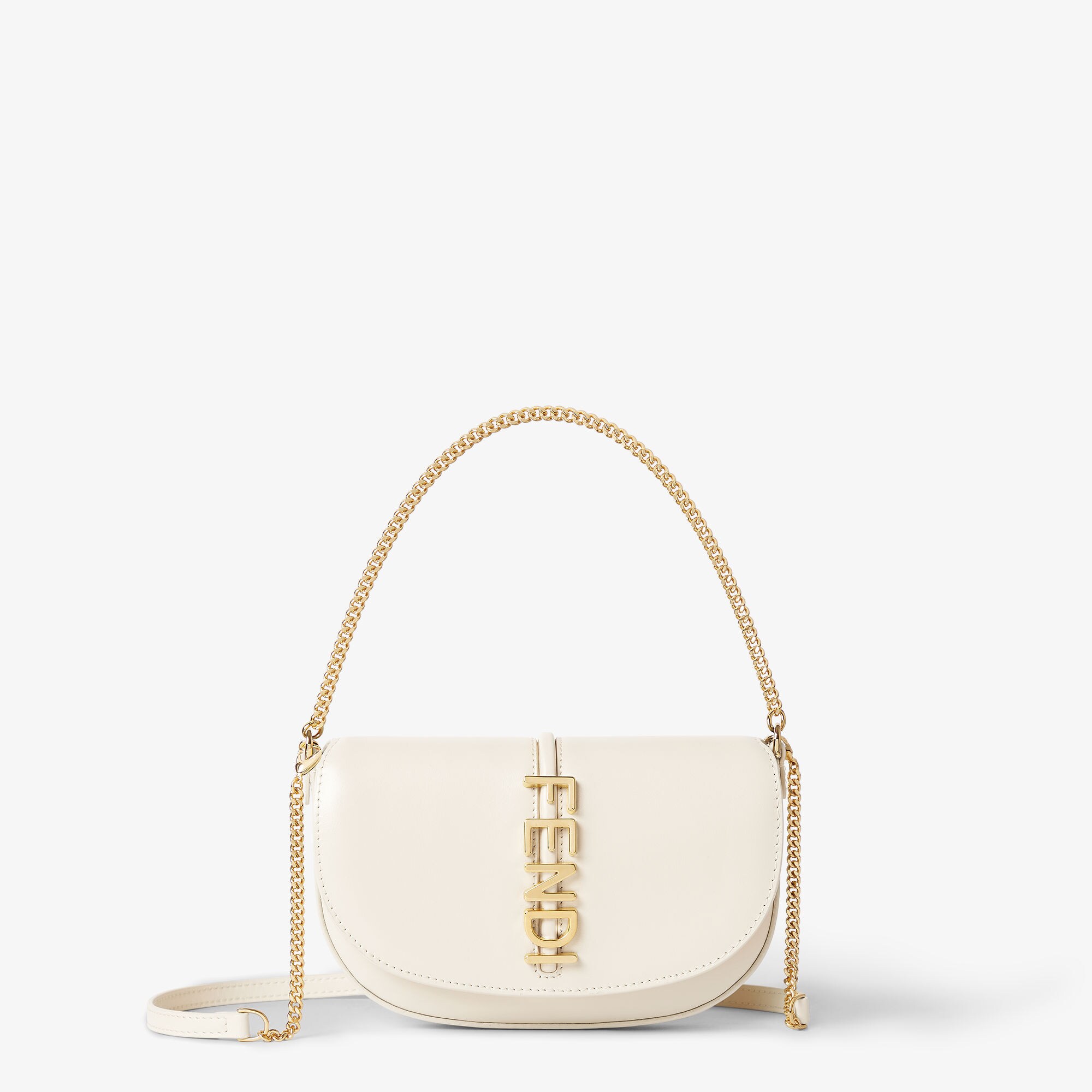 Fendigraphy Wallet on Chain Leather White | Fendi