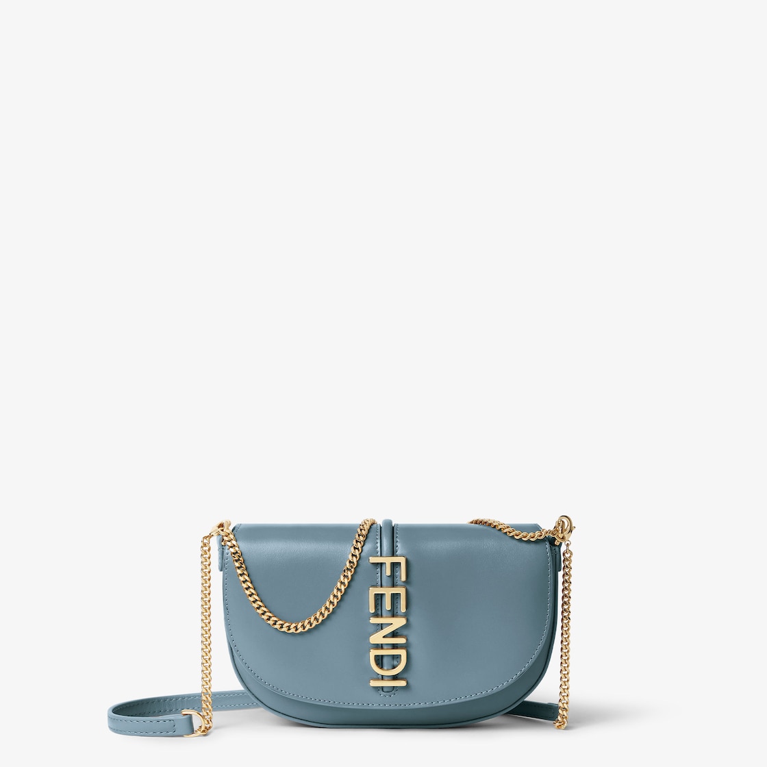 Fendigraphy Wallet on Chain Leather Light blue - Image 2/6