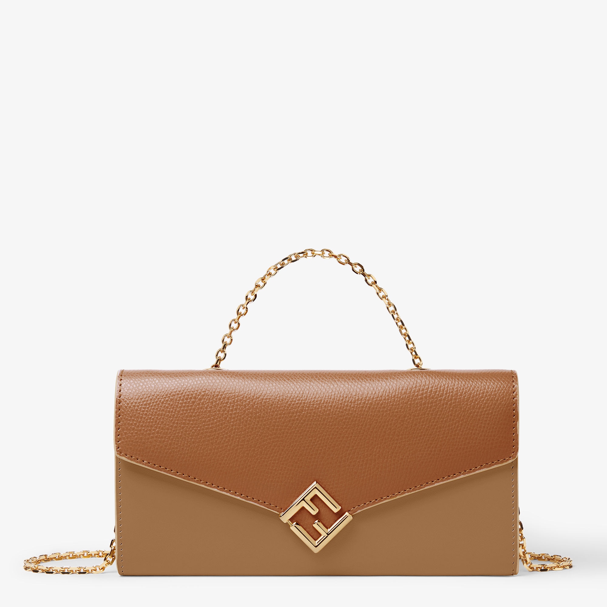 FFダイヤモンド 財布ショルダー レザー ブラウン | Fendi