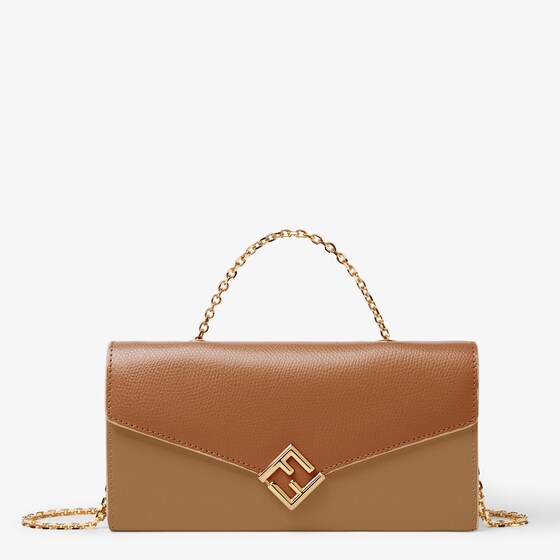 Fendi Ff Diamonds Wallet On Chain In Brown