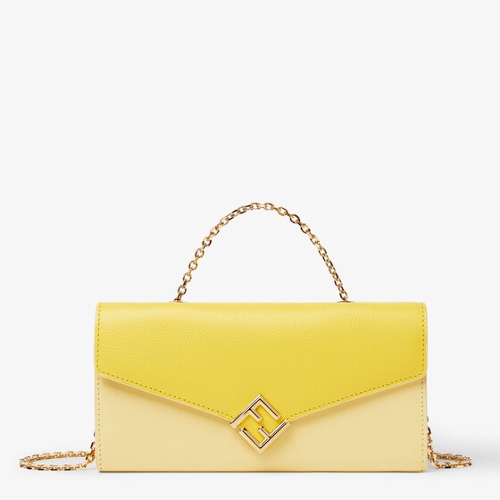 Fendi Ff Diamonds Wallet On Chain In Yellow