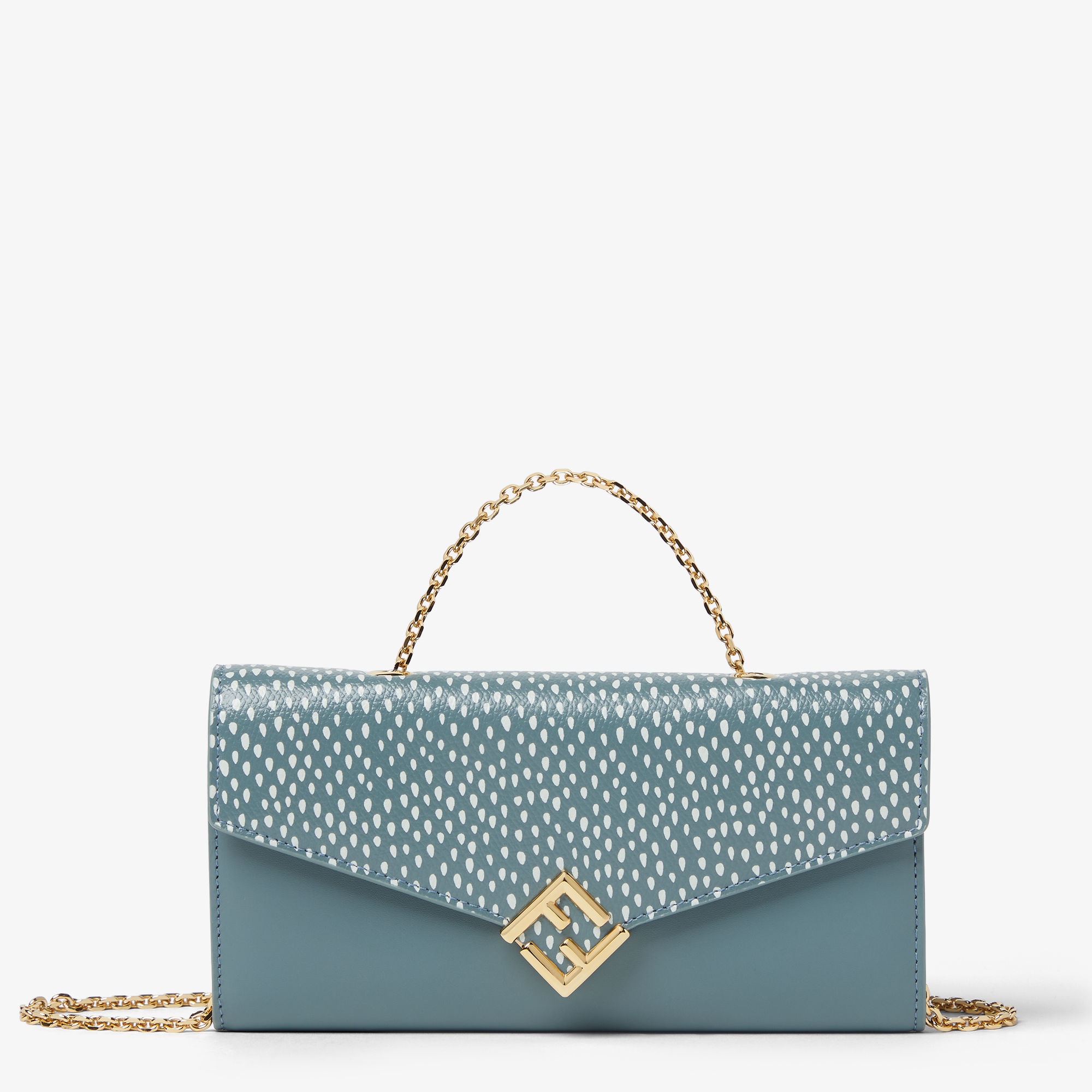 FFダイヤモンド 財布ショルダー レザー ライトブルー | Fendi
