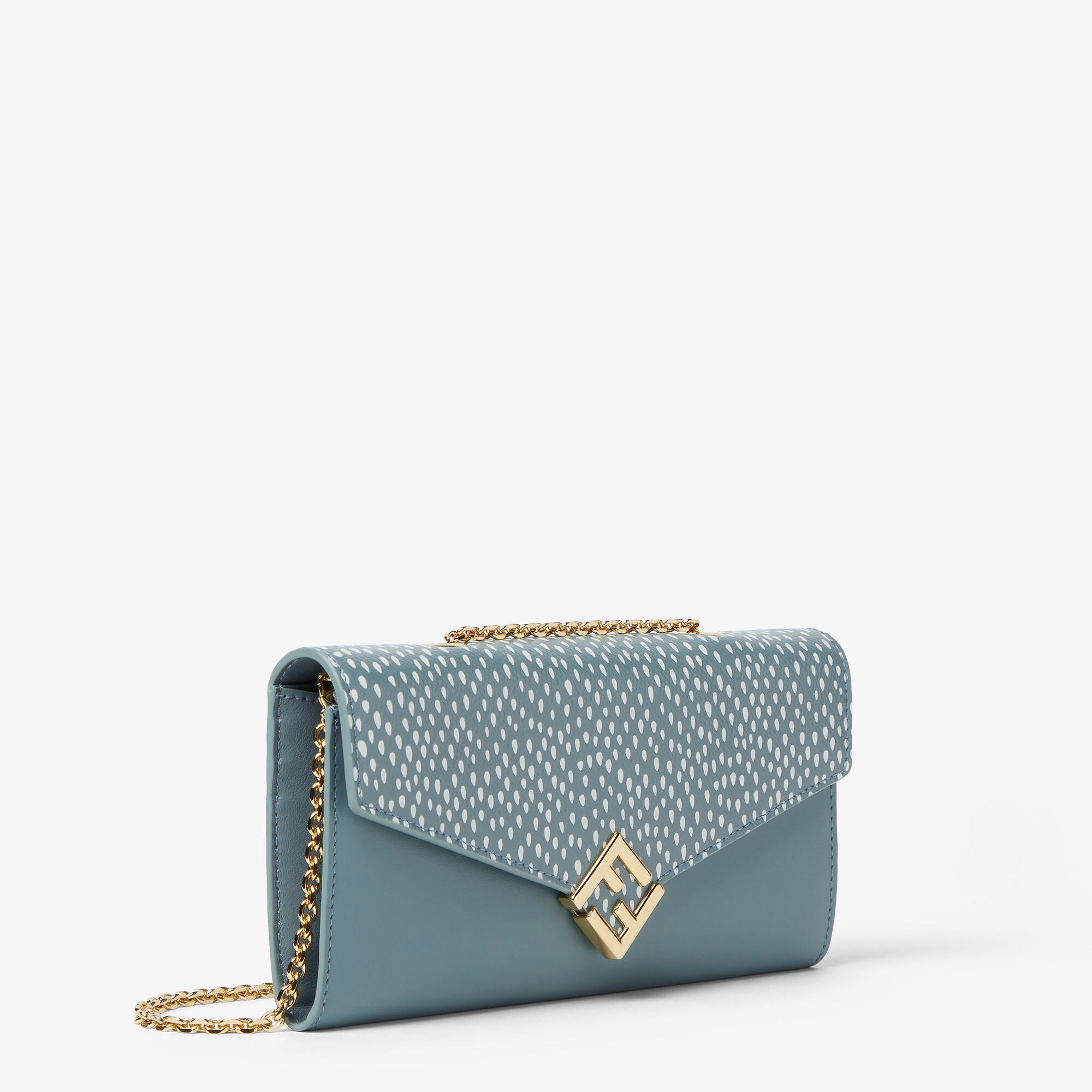 FFダイヤモンド 財布ショルダー レザー ライトブルー | Fendi