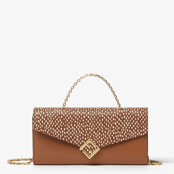 Fendi Ff Diamonds Wallet On Chain In Brown