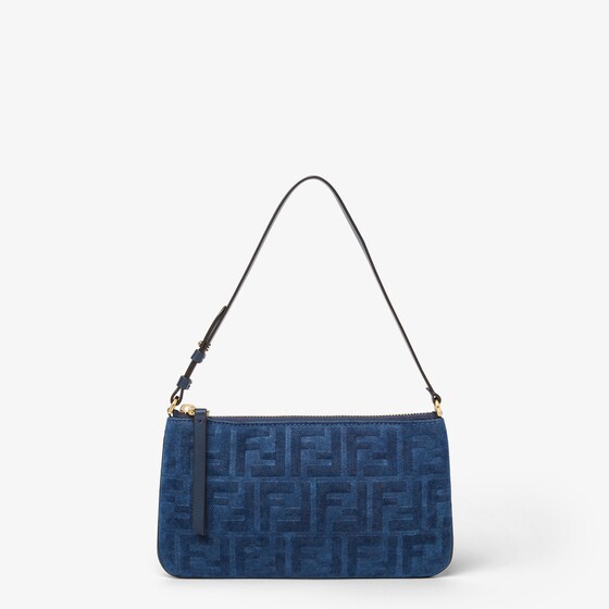 Fendi Flat Baguette Pouch In Blue