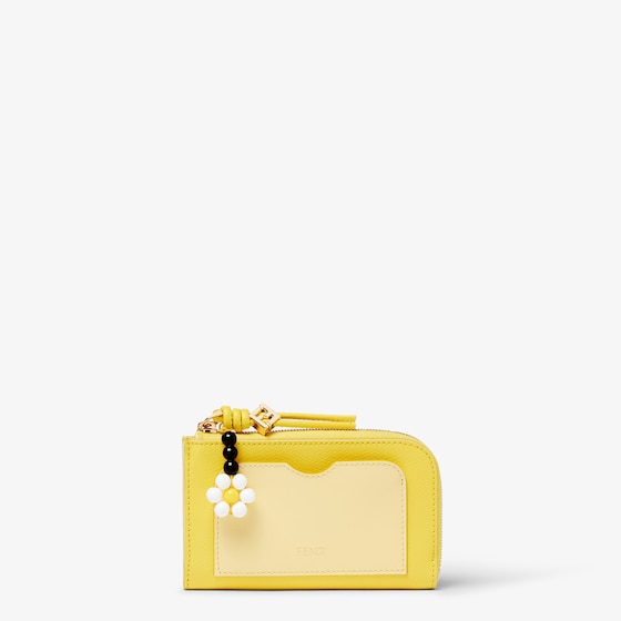 Fendi Ff Diamonds Card Case Pouch In Yellow