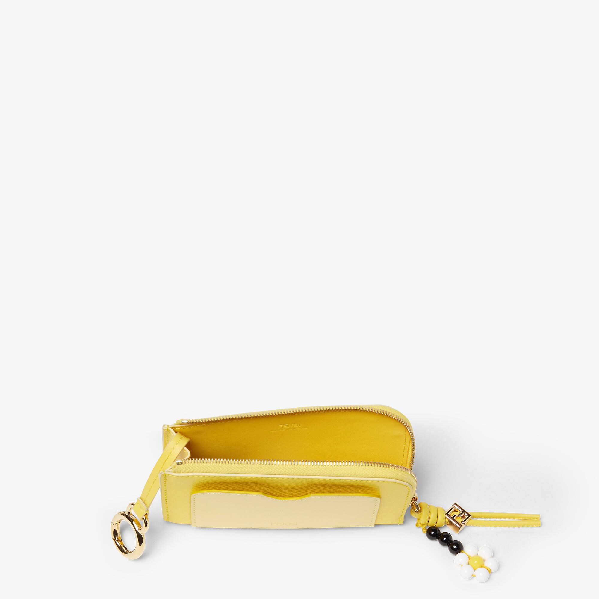 FF Diamonds Card Case Pouch Leather Yellow | Fendi
