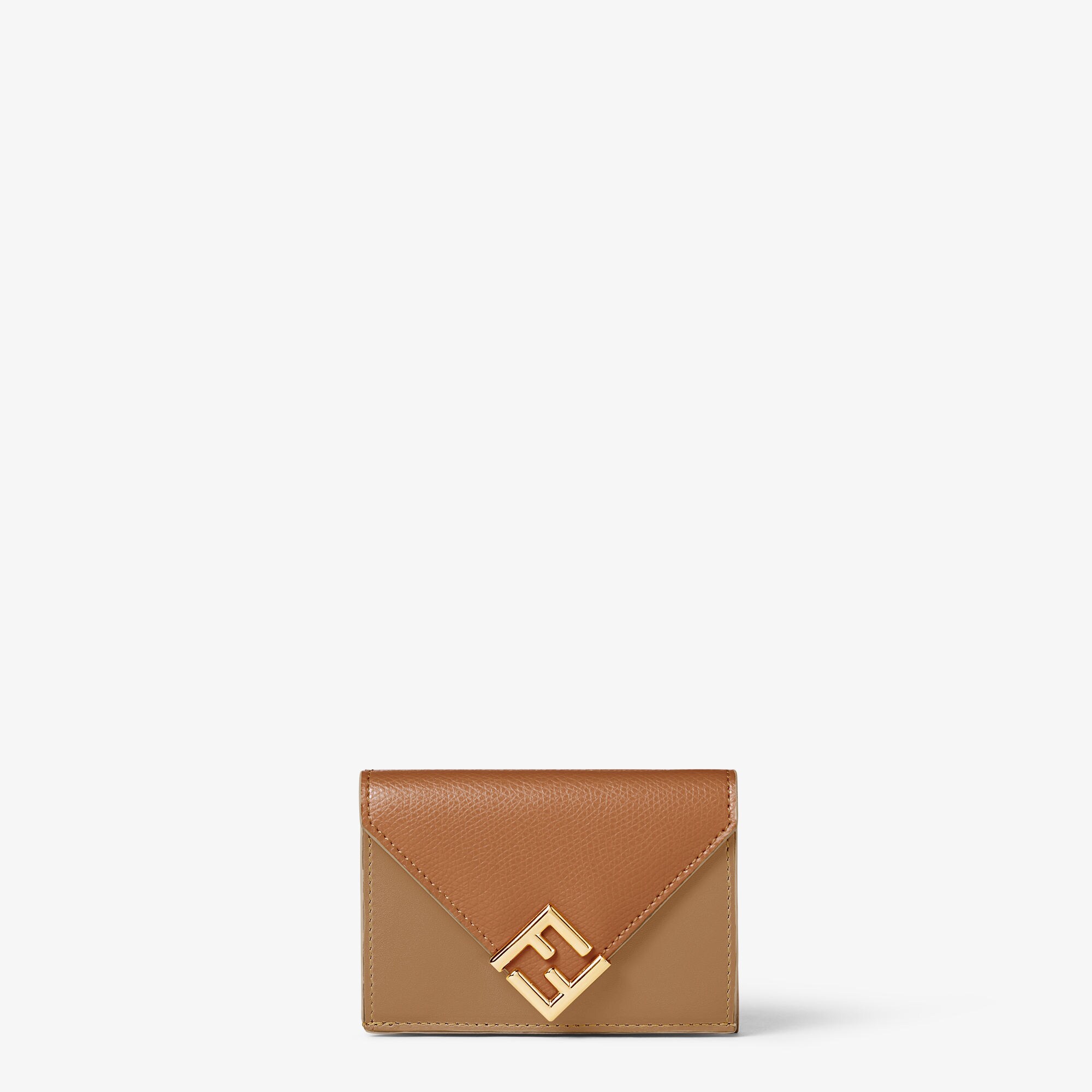 FFダイヤモンド マイクロ 三つ折り財布 レザー ブラウン | Fendi