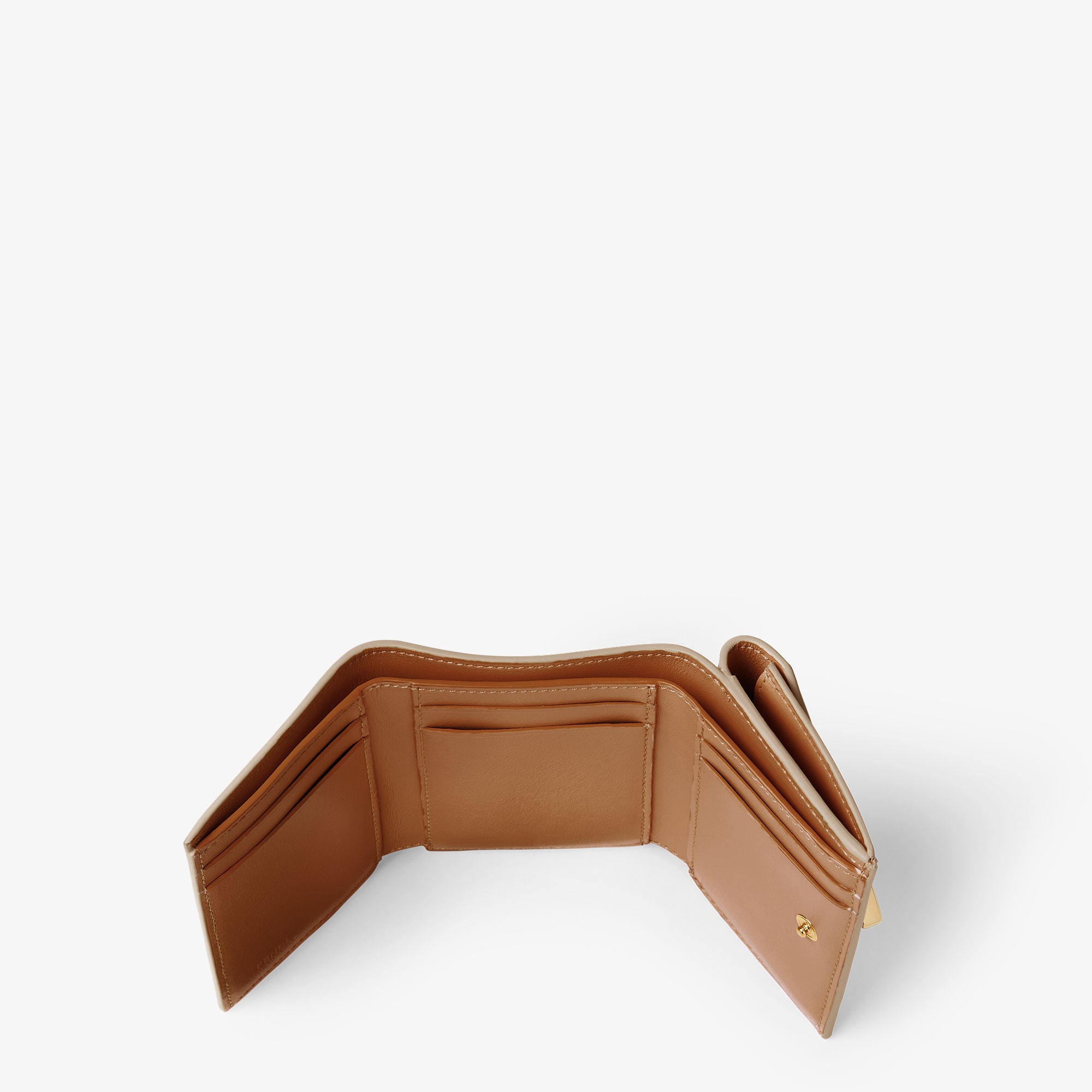 FFダイヤモンド マイクロ 三つ折り財布 レザー ブラウン | Fendi