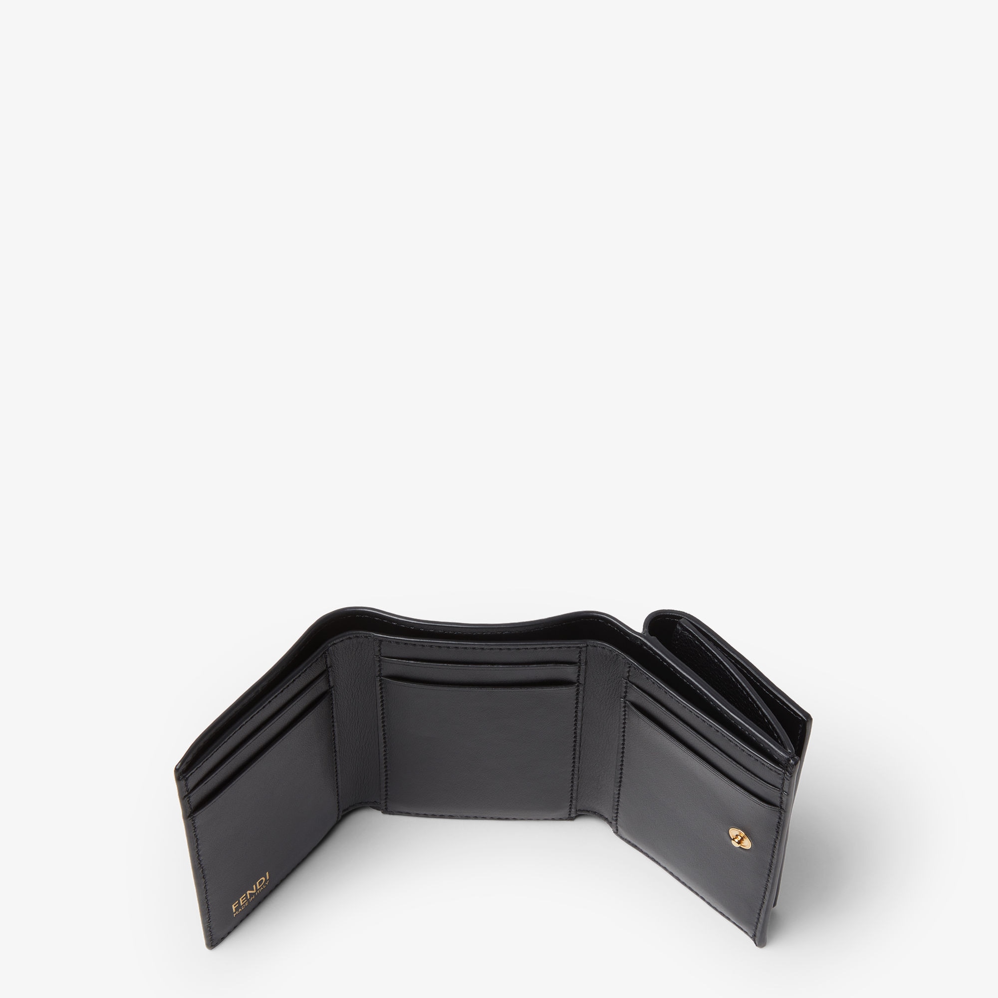♡FENDI♡ ブラックFF 三つ折り財布 ミニ FF 三つ折り財布 レザー ブラック | Fendi