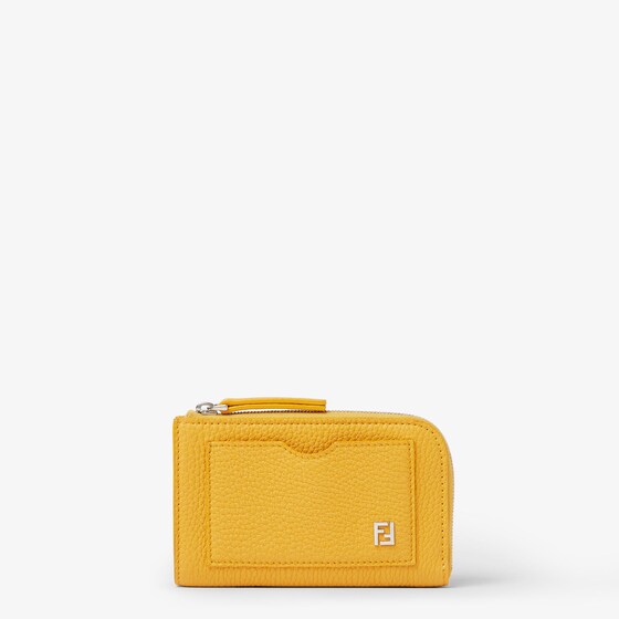 Fendi Ff Card Case Pouch In Yellow
