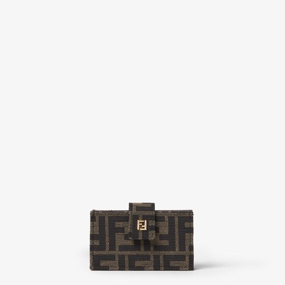 Fendi Ff Jacquard Card Case In Brown