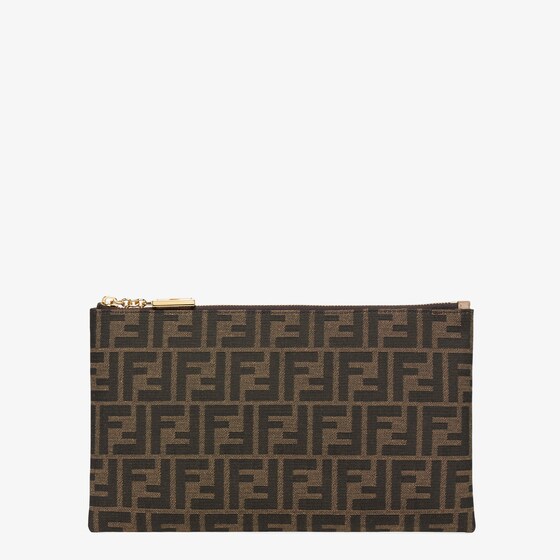 Fendi Flat Baguette Pouch Medium In Brown