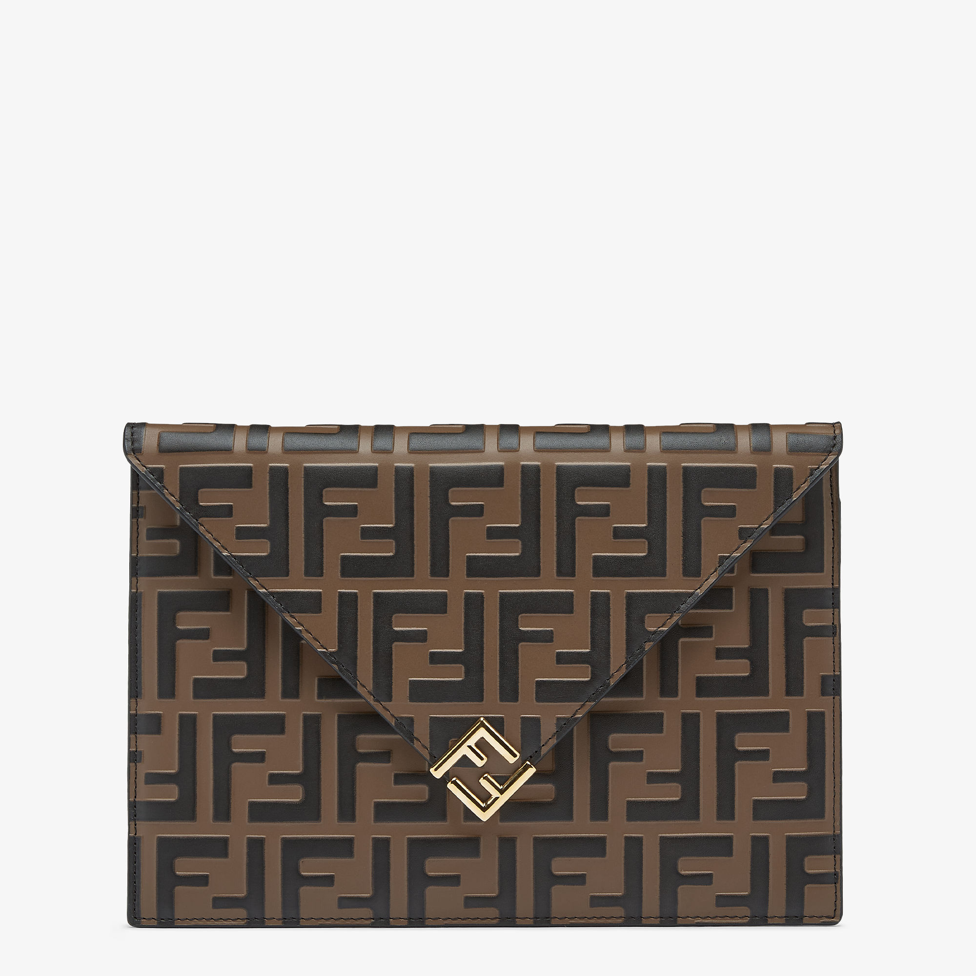 【FENDI】FLAT POUCH◆8N0205ANT2 FF Jacquard Flat Pouch Medium Fabric Black | Fendi