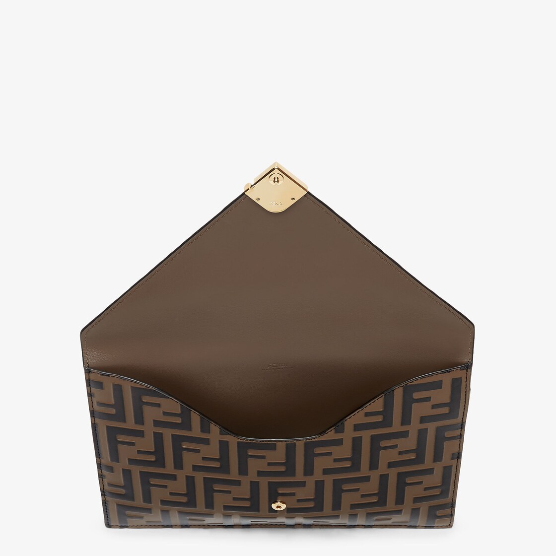 FF Diamonds Flat Pouch - Brown leather pouch | Fendi