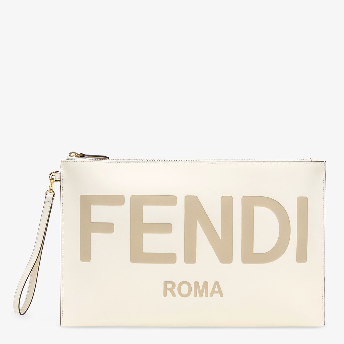 Fendi Roma Flat Pouch Large - White leather pouch