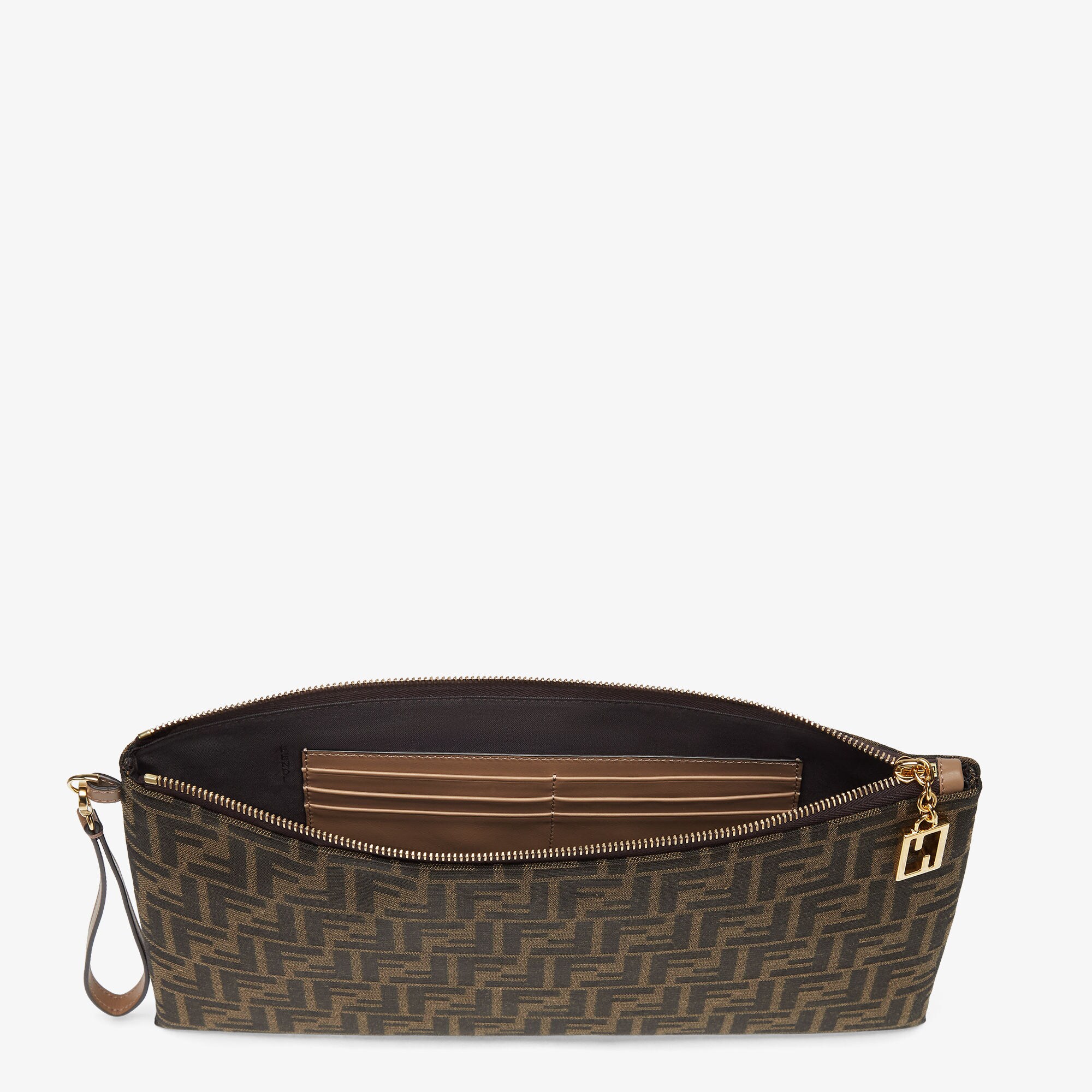 Flat Baguette Pouch Large Fabric Brown | Fendi