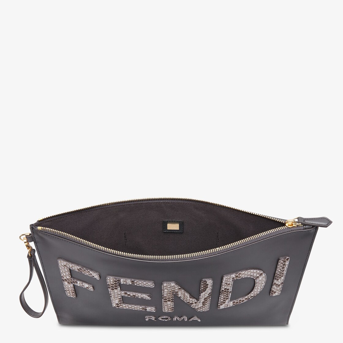 Fendi Roma Flat Pouch Large - Light grey leather pouch