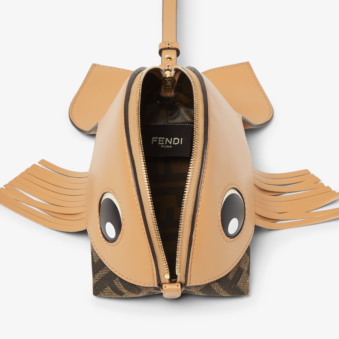 Fish-shaped Toiletry Case Leather Beige - Image 4/5
