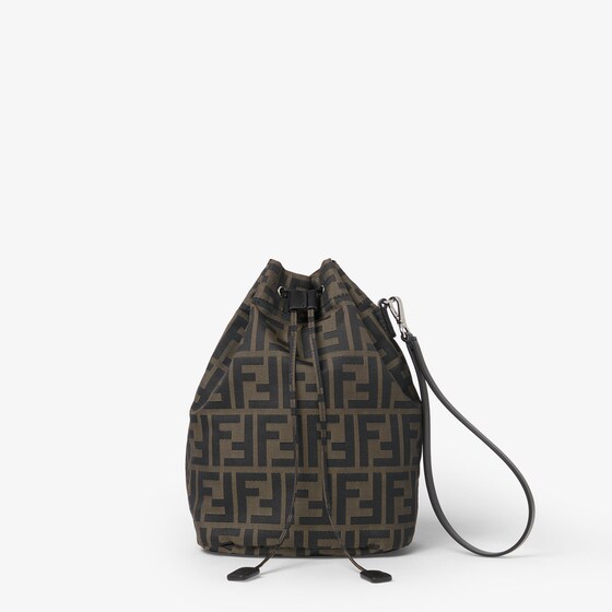 Fendi Ff Light Drawstring Pouch Medium In Brown