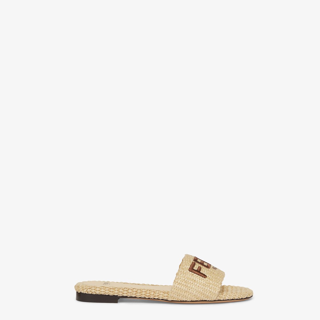 Signature Beige cotton fibre slides Fendi