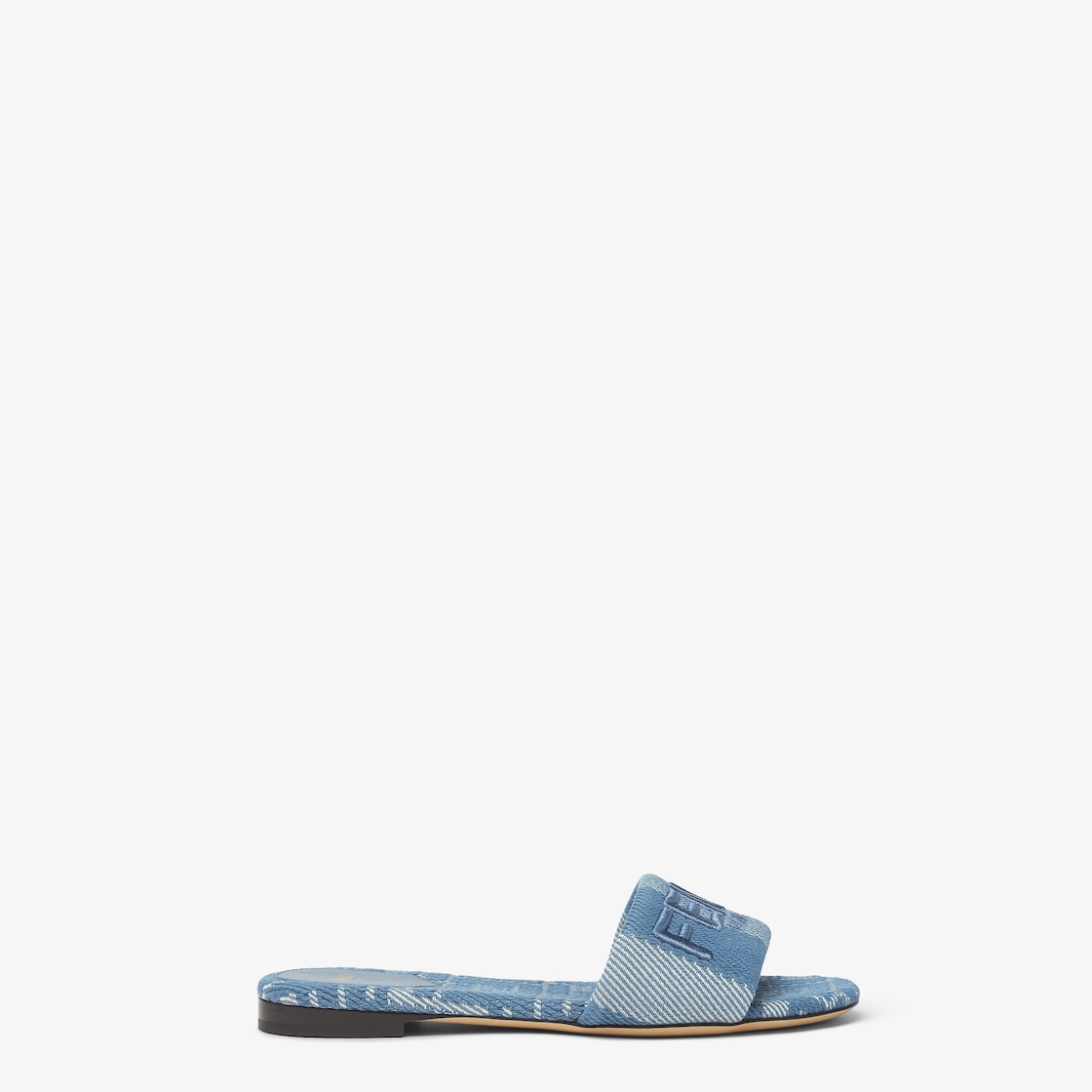 Fendi Sunshine Light blue denim-effect jacquard slides Light blue - Image 1/4