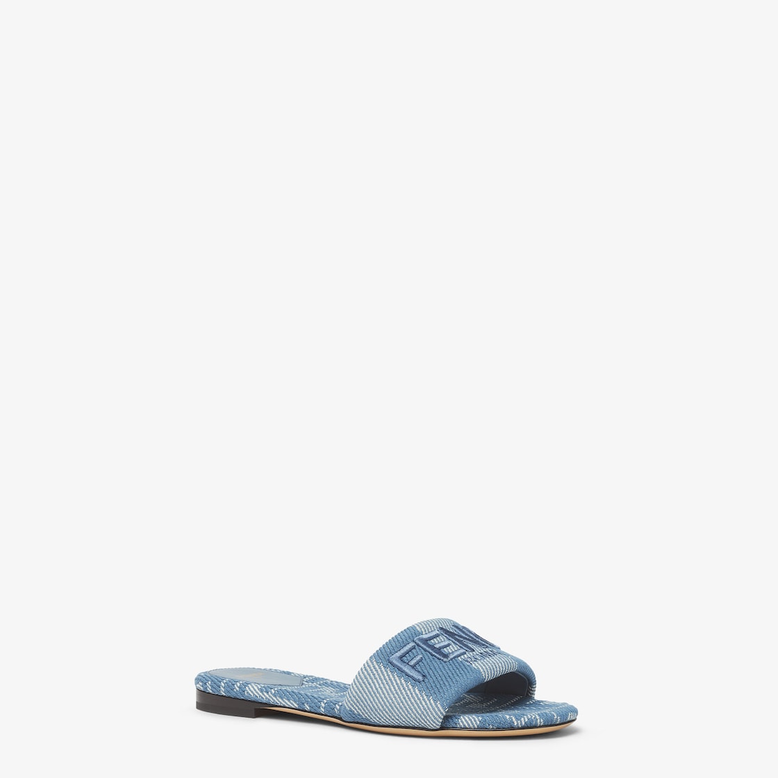 Fendi Sunshine Light blue denim-effect jacquard slides Light blue - Image 2/4